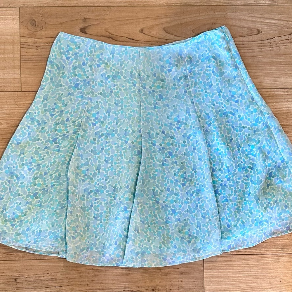 Vintage Express Light Blue Polka Dot A-Line Skirt